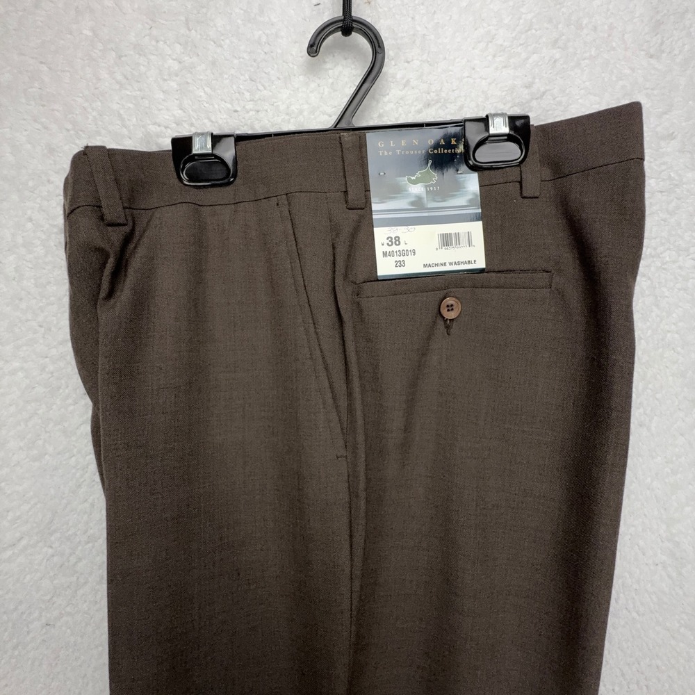 Glen Oaks Mens Brown Wool Blend Dress‎ Pants Trousers 38x30 M4013G019 New